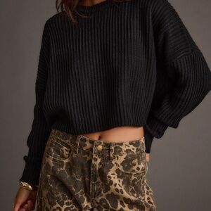 12th Tribe Maxine Black Cropped Sweater Size LL